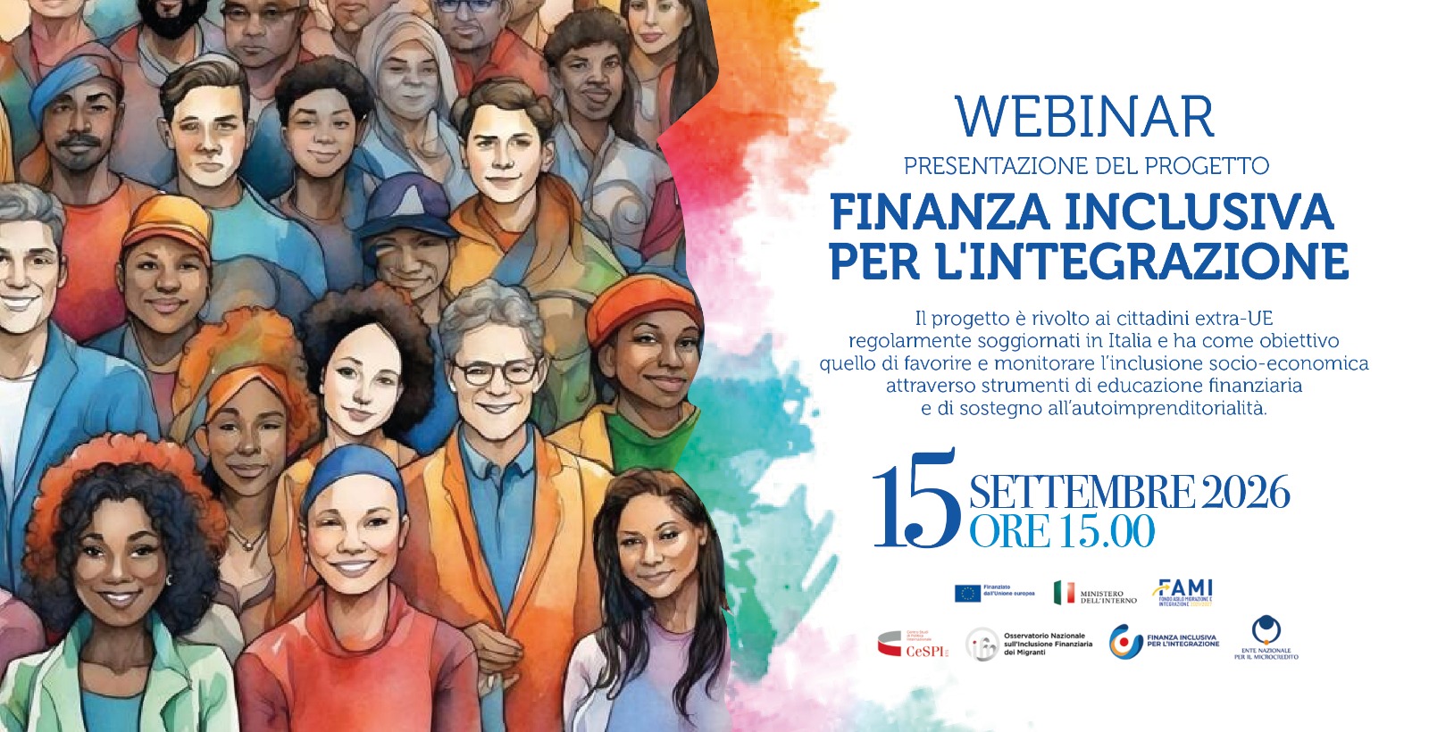 Webinar Finanza inclusiva per l'integrazione - martedì 15 settembre 2026, ore 15:00